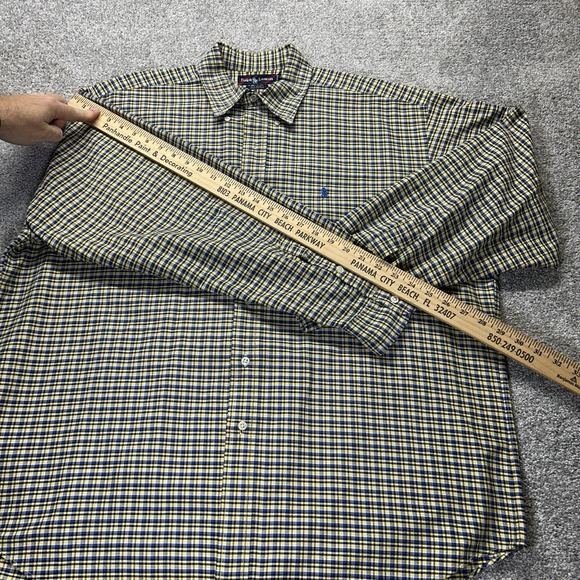 Ralph Lauren Blake Mens Button Down Shirt Blue Yellow Plaid 100% Cotton Size LT - Picture 5 of 7